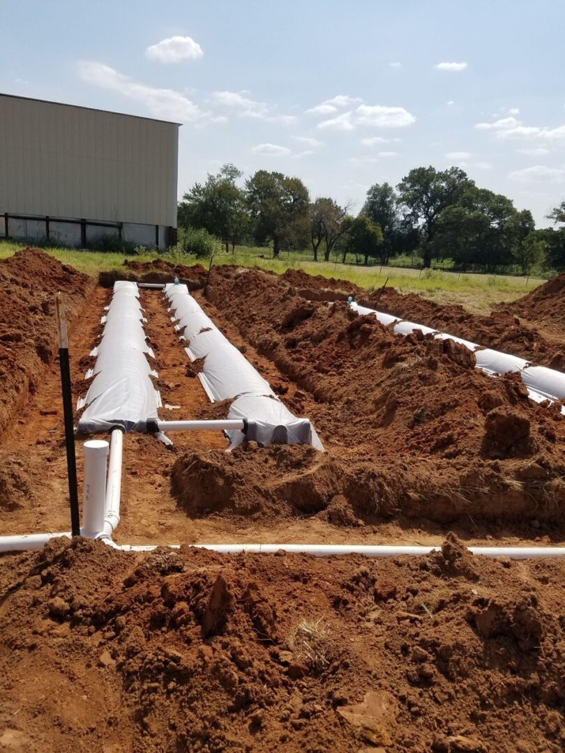 Large scale industrial aerobic treatment system installation project drain field